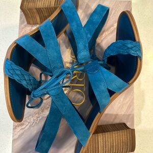 Teal Blue Suede Heels